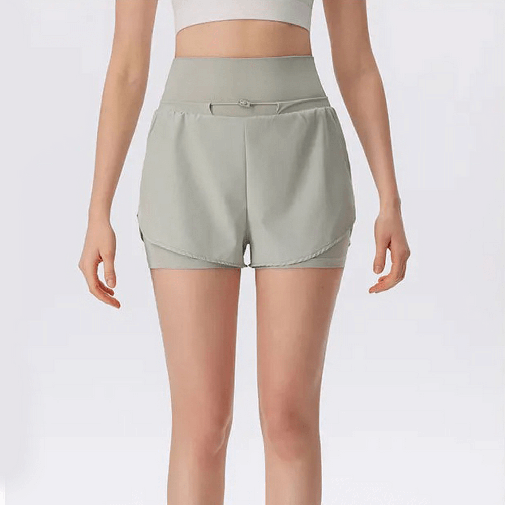 Women's Athletic High Waist Shorts SF2232 in green, perfect for gym and warm weather, breathable and quick-drying design.